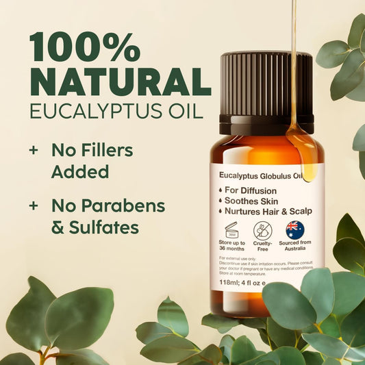 Eucalyptus Essential Oil For Diffuser & Lemon Essential Oil For Diffuser Set - 100% Natural Aromatherapy Grade Essential Oils Set - 2X0.34 Fl Oz - Kukka