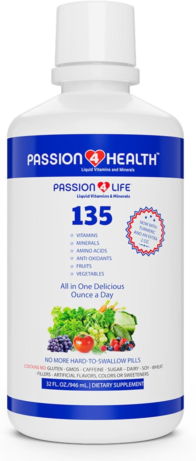 Mega Liquid Multivitamins, Trace Minerals, Amino Acids, Turmeric For Adults, Men, Women, Teens, Kids, Non-Gmo, No Soy, No Dairy