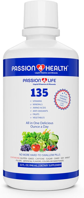 Mega Liquid Multivitamins, Trace Minerals, Amino Acids, Turmeric For Adults, Men, Women, Teens, Kids, Non-Gmo, No Soy, No Dairy