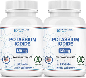 Potassium Iodide Tablets 130 mg EXP 10/2025 Kosher Iodine Tablets, Thyroid Supplement – 2 Pack | 120 Tablets Total