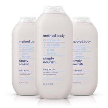 Method Body Wash, Simply Nourish, Paraben And Phthalate Free, Biodegradable Formula, 18 Oz (Pack Of 3)