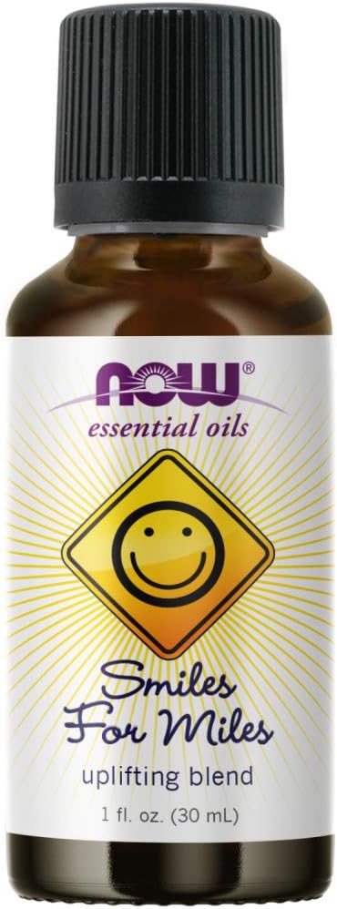 Now Essential Oils, Smiles For Miles Aromatherapy Blend, Refreshing Aromatherapy Scent, Blend Of Pure Essential Oils, Vegan, Child Resistant Cap, 1-Ounce