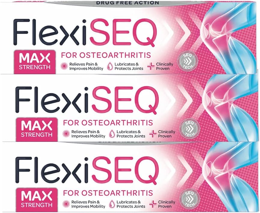 Flexiseq Max Strength 50G Gel, 3 Pack, Topical Gel For Osteoarthritis, Drug Free, For All Synovial Joints (Hips, Knees, Shoulders, Hands, Feet Etc)