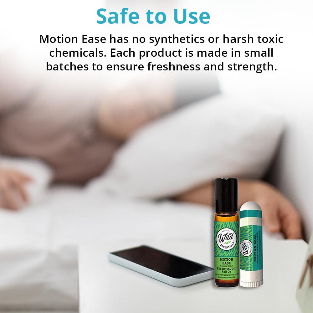 Motion Ease Nasal Inhaler And Roll On Essential Oils, 2 Piece Set, Relief For Motion Sickness, Sea Sickness, Car Sickness, Nausea And Vomiting, Dizziness : Health & Household