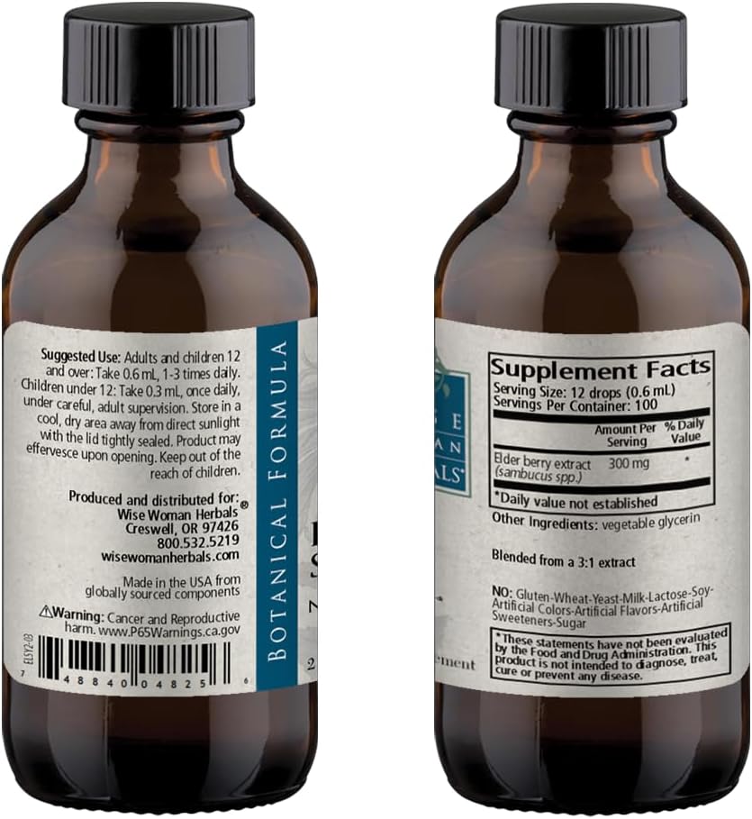 Buy Wise Woman Herbals Elderberry Syrup 3:1 Extract, Alcohol-Free Extra Strength Sambucus, Immune & Antioxidant Support For Cold-Flu Season, Kids & Adults, Pure Non-Gmo Herbal Supplement, 2 Fl Oz On  Free Shipping On Qualified Orders