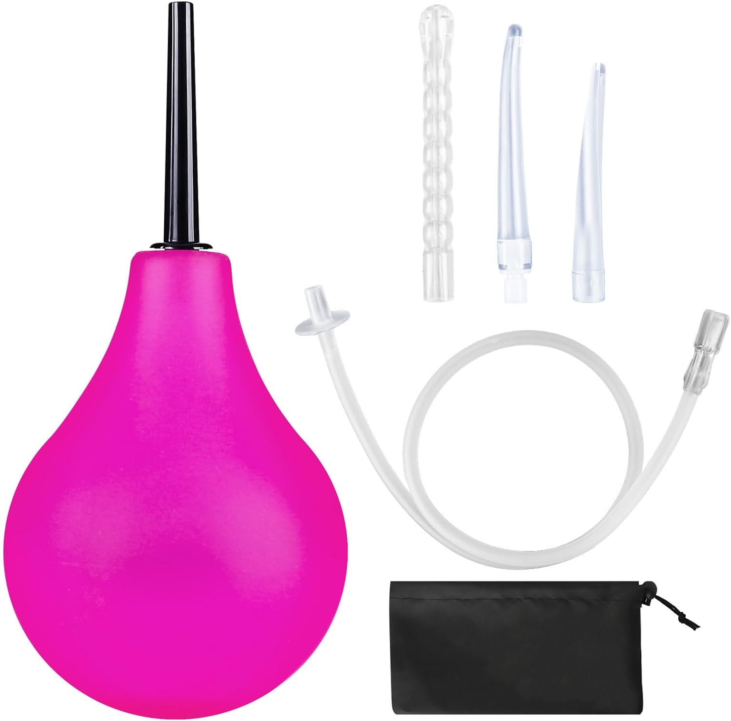 Enema Bulb 7.6oz Douche Enema Kit Includes 4 Nozzles for Women & Men Purple with Storage Bag