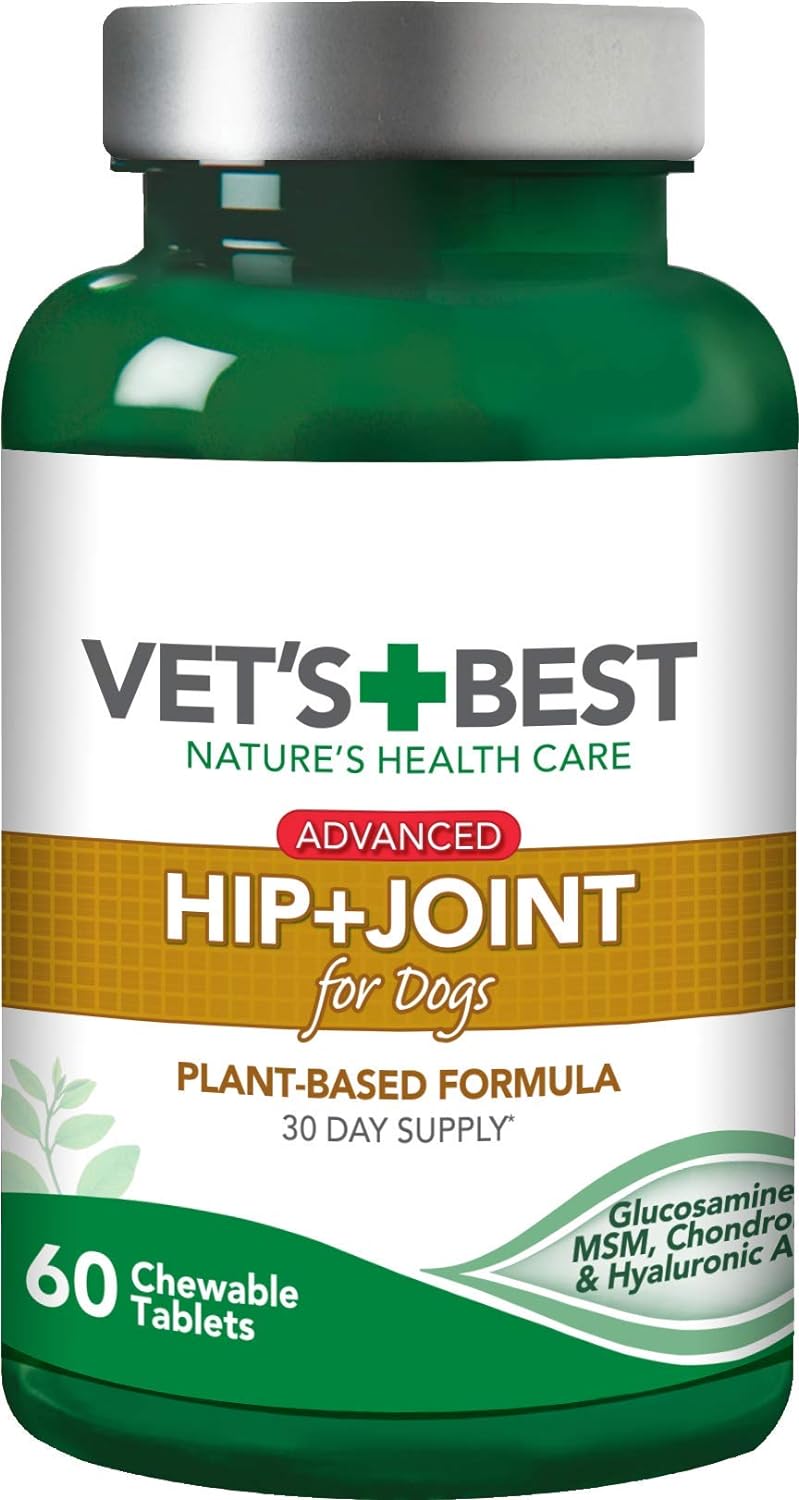 Vet's Best Advanced Hip & Joint Dog Supplements | Formulated with Glucosamine and Chondroitin to Support Dog Joint and Cartilage Health | 60 Chewable Tablets?80242-4p