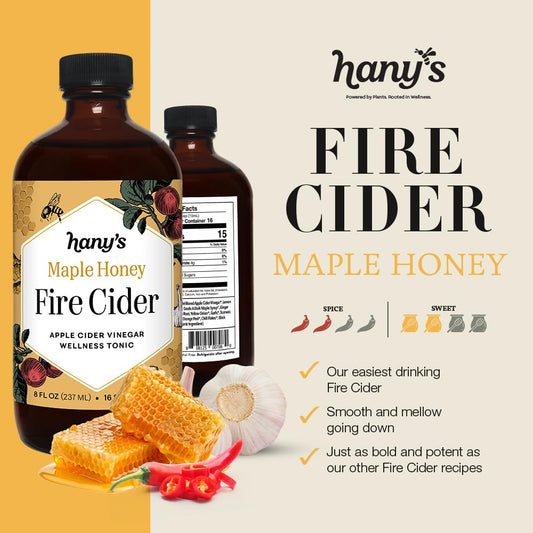 Hany'S Harvest Maple Honey Fire Cider – 32 Fl Oz Glass Bottle | All-Natural, Small-Batch, Handcrafted, Non-Gmo, Gluten-Free, Immune & Digestive Support