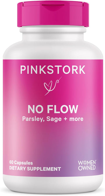 Pink Stork No Flow: Dry Up Breast Milk Supply With Sage, Parsley, And B Vitamins, Postpartum Essentials For Women To Stop Breastfeeding And Decrease Milk Production, 60 Capsules