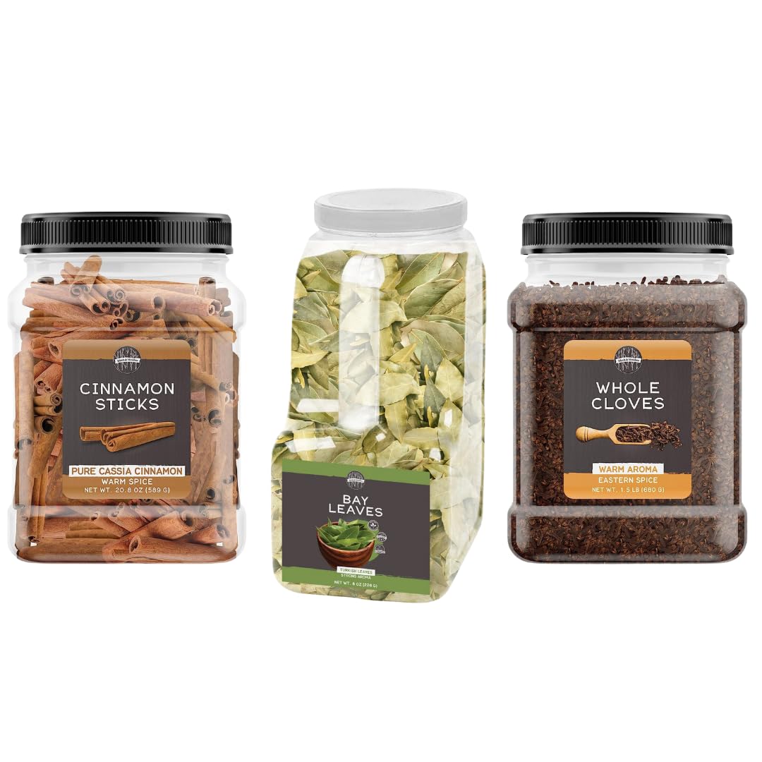 Birch & Meadow Bay Leaves, Cloves, And Cinnamon Sticks Bundle, Various Sizes, Savory & Sweet, Herbs & Spices