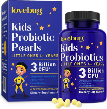 Lovebug Probiotics For Kids | Multi-Strain 3 Billion Cfu | Constipation & Stomach Discomfort | Sugar Free | Ages 6+