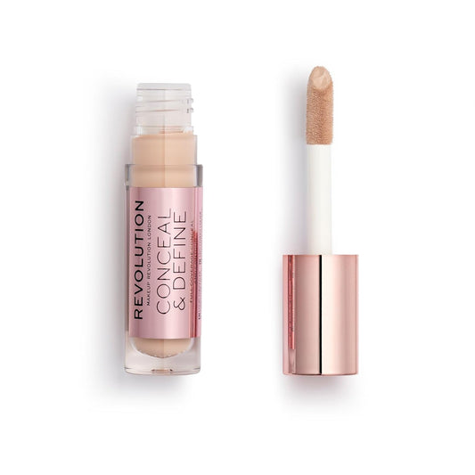 Revolution Beauty, Conceal & Define Concealer, Full Coverage & Lightweight, Long-Lasting Matte Finish, Vegan & Cruelty Free, C3 Fair To Light Skin Tones, 0.14 Oz