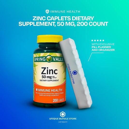 Spring Valley, Zinc 50Mg, Zinc Caplets Dietary Supplement, Zinc Supple