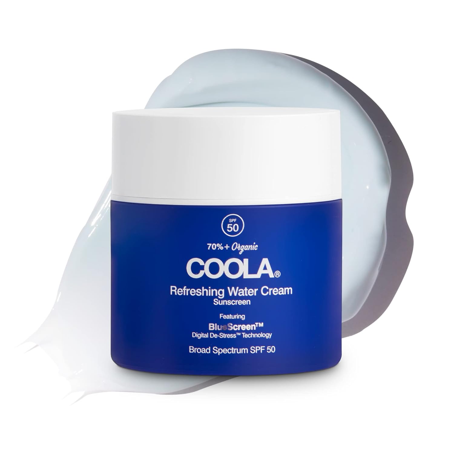 Coola Organic Refreshing Water Cream Face Moisturizer With Spf 50, Dermatologist Tested Face Sunscreen With Plant-Derived Bluescreen Digital De-Stress Technology, 1.5 Fl Oz