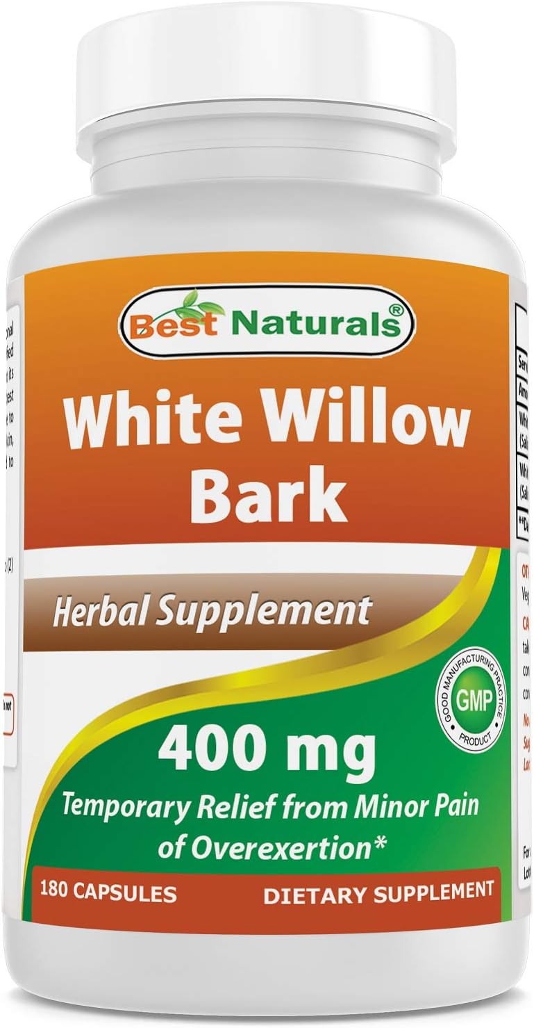Best Naturals White Willow Bark 400 mg 180 Capsules180 Count (Pack of