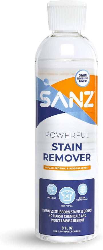 SANZ Stain Remover – For Stubborn Stains & Odors, No Residue, Hypoallergenic, Biodegradable, Zero Harsh Ingredients, 8 oz