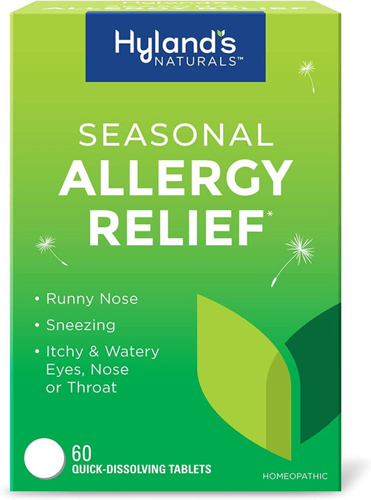 Bundle Of Hyland'S Indoor & Outdoor, Non Drowsy Seasonal Allergy Relief Pills 60 Ct + Calm Tablets, Stress Relief Supplement, Natural Relief Of Anxiousness, Nervousness, & Irritability 50 Ct