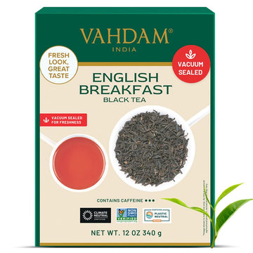 Vahdam, Original English Breakfast Black Tea Leaves (340G/12Oz) 170+ Cups | Non Gmo, Gluten Free | Strong & Aromatic Loose Leaf Tea | Unblended Single Origin Tea | Vacuum Sealed Pack