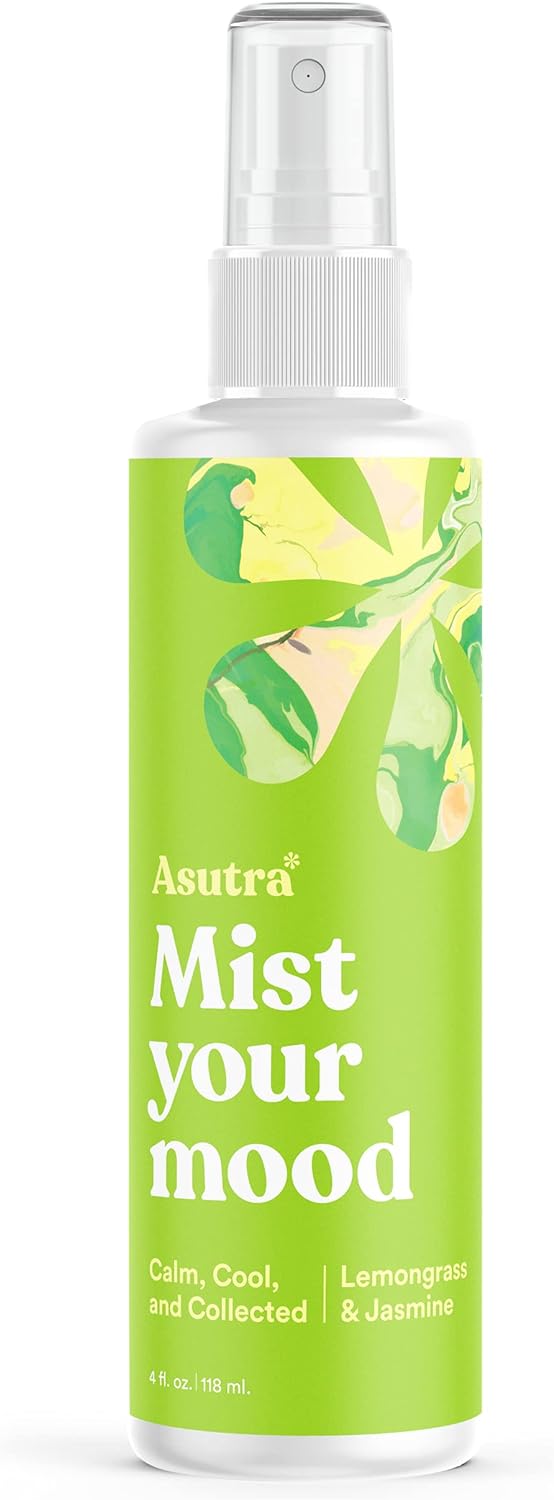 Asutra, Premium Aromatherapy Mist, Calm, Cool, Collected, 100% All Natural, Room and Body Mist, Linen and Pillow Mist, Essential Oil Blend, Lemongrass and Jasmine, 100% Guaranteed