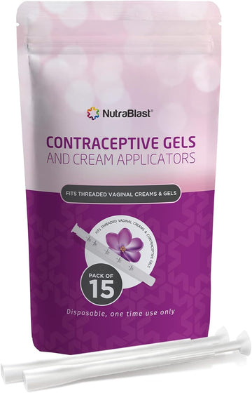 Nutrablast Disposable Vaginal Contraceptive Gels & Cream Applicators With Dosage Markings (15-Pack) | Individually Wrapped | Made In Usa