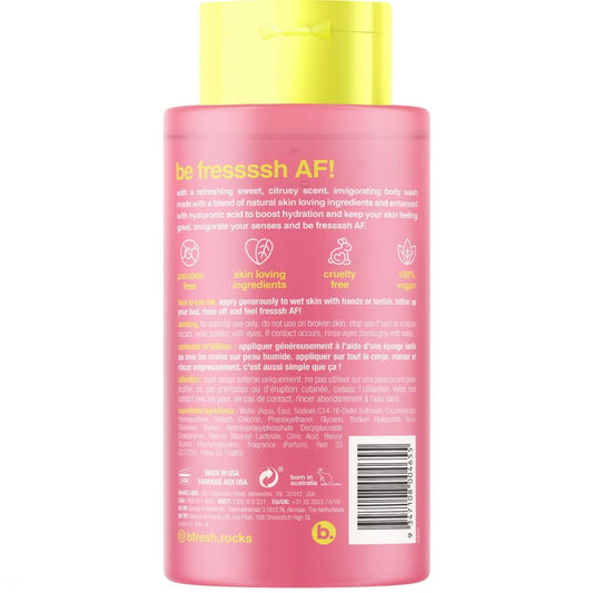 B.Fresh Grapefruit Body Wash | So Fressssh- Body Wash W/Hyaluronic Acid, Cruelty Free, Paraben Free, Skin Loving Ingredients, 16 Fl Oz