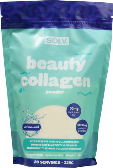 Solv Type 1 Collagen Peptides Powder 5000Mg, Pure Marine Collagen With Hyaluronic Acid, Biotin Hydrolyzed Collagen Supplements - Unflavoured (30 Servings), Skin Hair & Nail Support Supplements