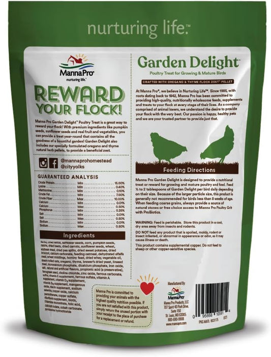 Manna Pro Garden Delight - Treats For Chickens - Poultry, Bird, Coop, Duck, Treat - 2.25 Lbs