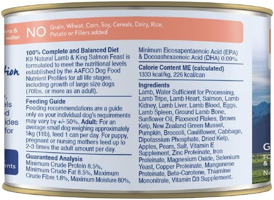 K9 Natural - Bpa & Gelatin Free Canned Dog Food - Lamb & Salmon, 6Oz (12 Pack)