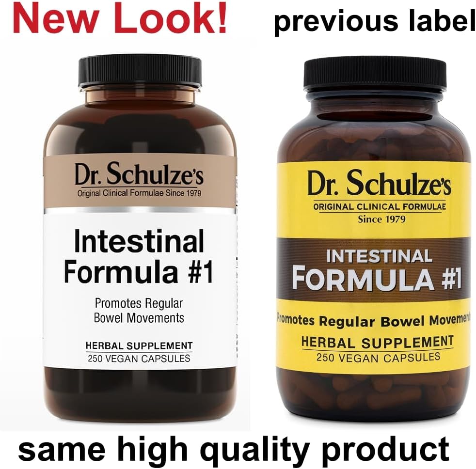 Dr. Schulze's Intestinal Formula #1 | All Natural Bowel Cleanse | Promotes Regular Bowel Movements | Improves Detoxification | Strong Herbal Formula | Family Size | 250 ct Vegan - Packaging May Vary : Health & Household