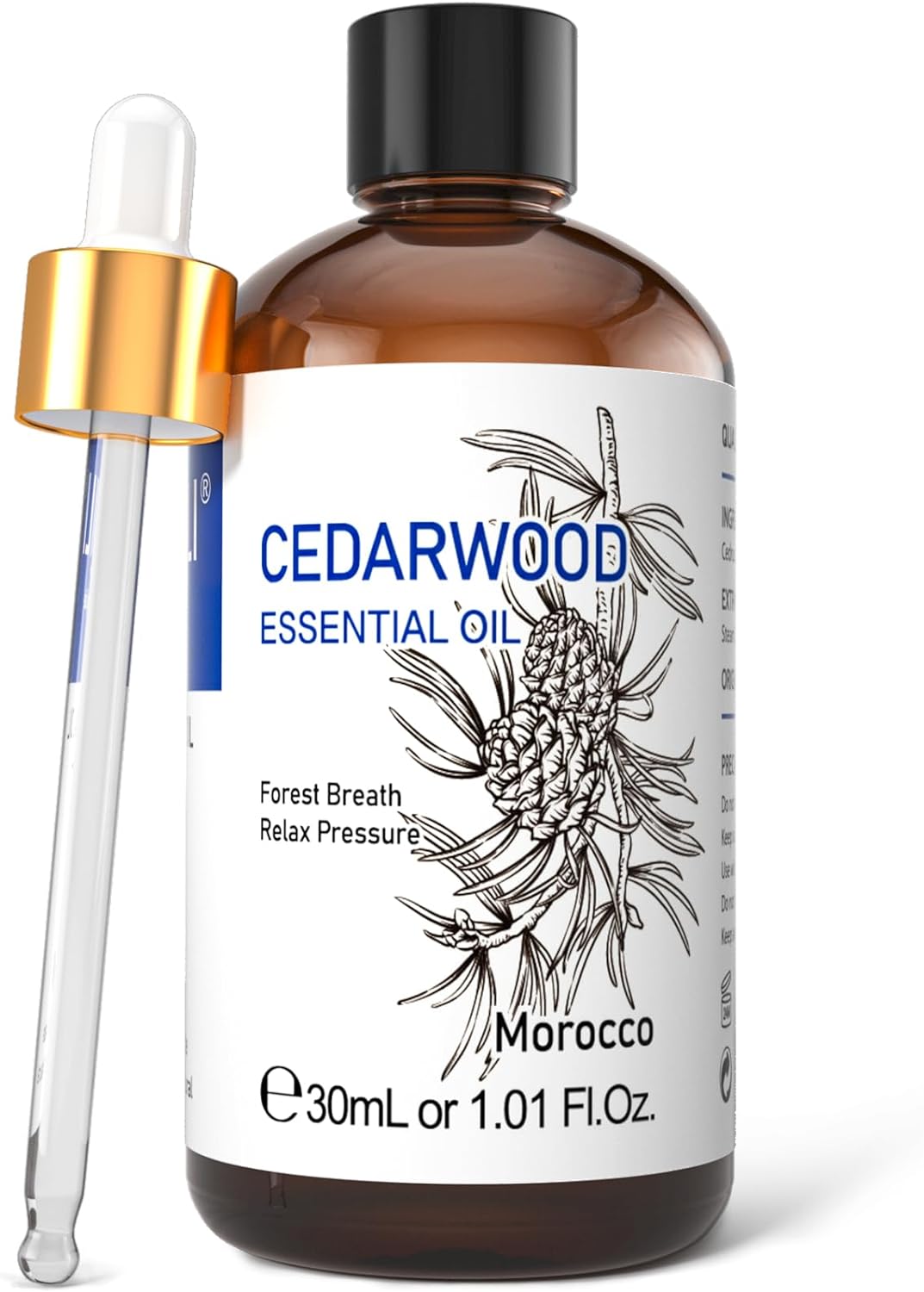 HIQILI 1 Fl Oz Cedarwood Essential Oil, Pure Natural Cedarwood Oil for Hair, Diffuser, Aromatherapy,- 30ML