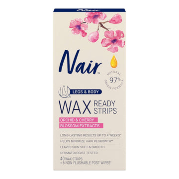 Nair Hair Remover Wax Ready- Strips 40 Count Legs/Body By Nair