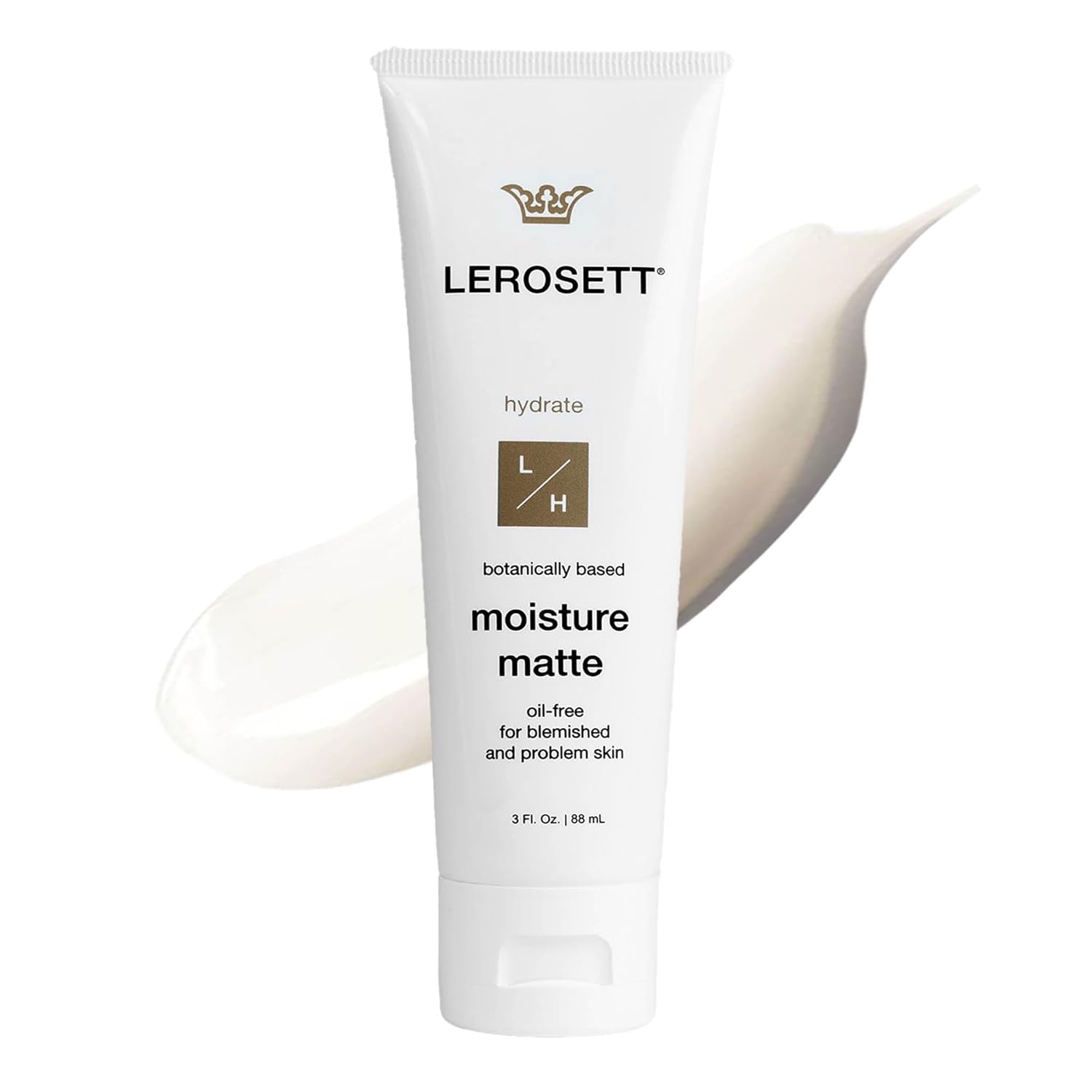 Lerosett Oil-Free Moisturizer For Acne, Moisture Matte For Oily & Sensitive Skin, Vegan Moisturizer, Lightweight & Aloe-Based With Vit-B5 + 7 Soothing Herbals, Non-Comedogenic, Fragrance Free - 3 Oz