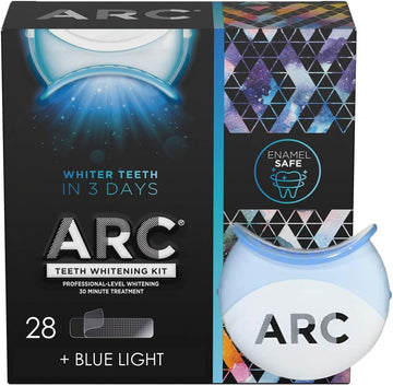 Arc Teeth Whitening Strip Kit With Blue Light, 28 Strips (14 Count Pack)