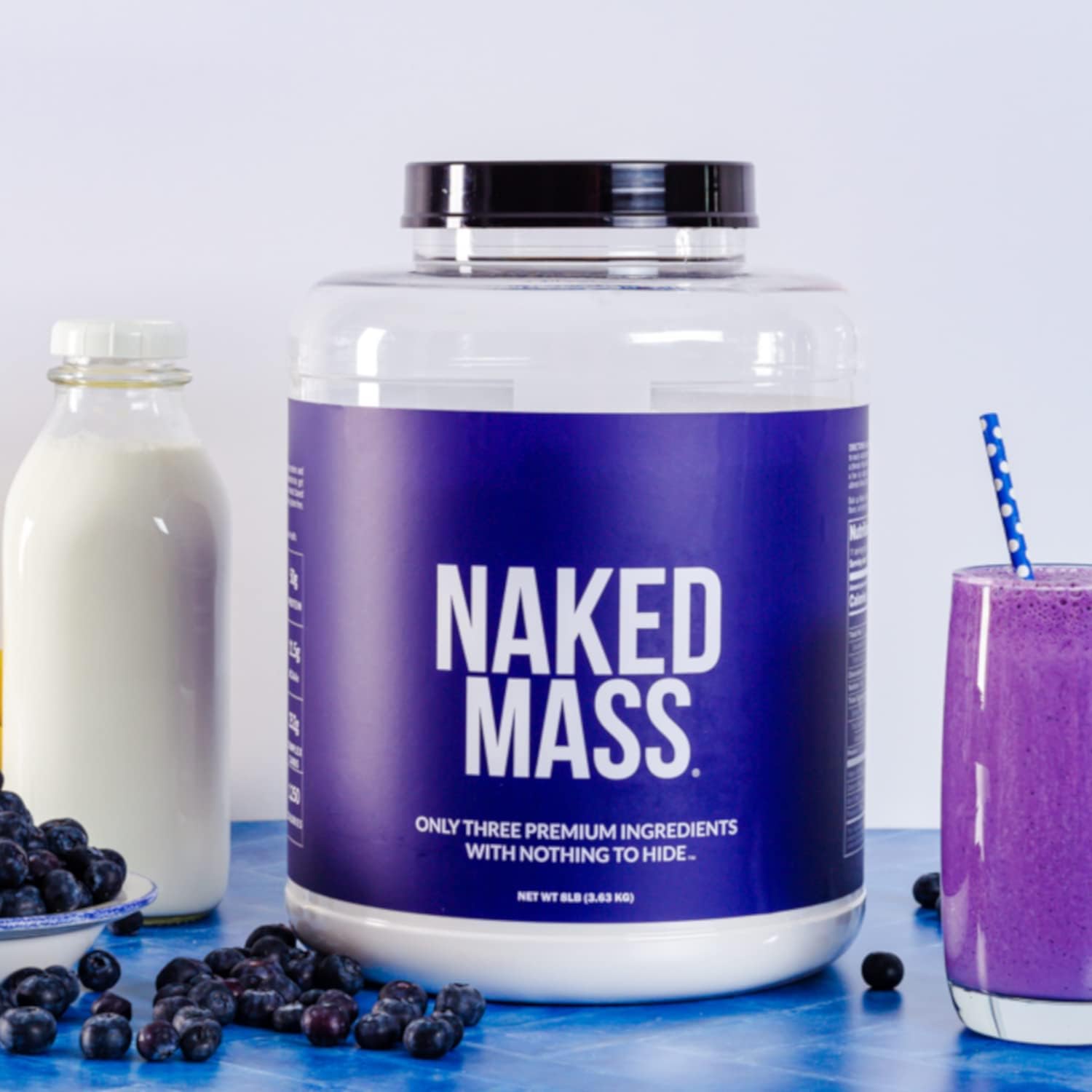 NAKED Vanilla Mass - All Natural Vanilla Weight Gainer Protein Powder - 8lb Bulk, GMO Free, Gluten Free & Soy Free, No Artificial Ingredients - 1,260 Calories - 11 Servings : Health & Household