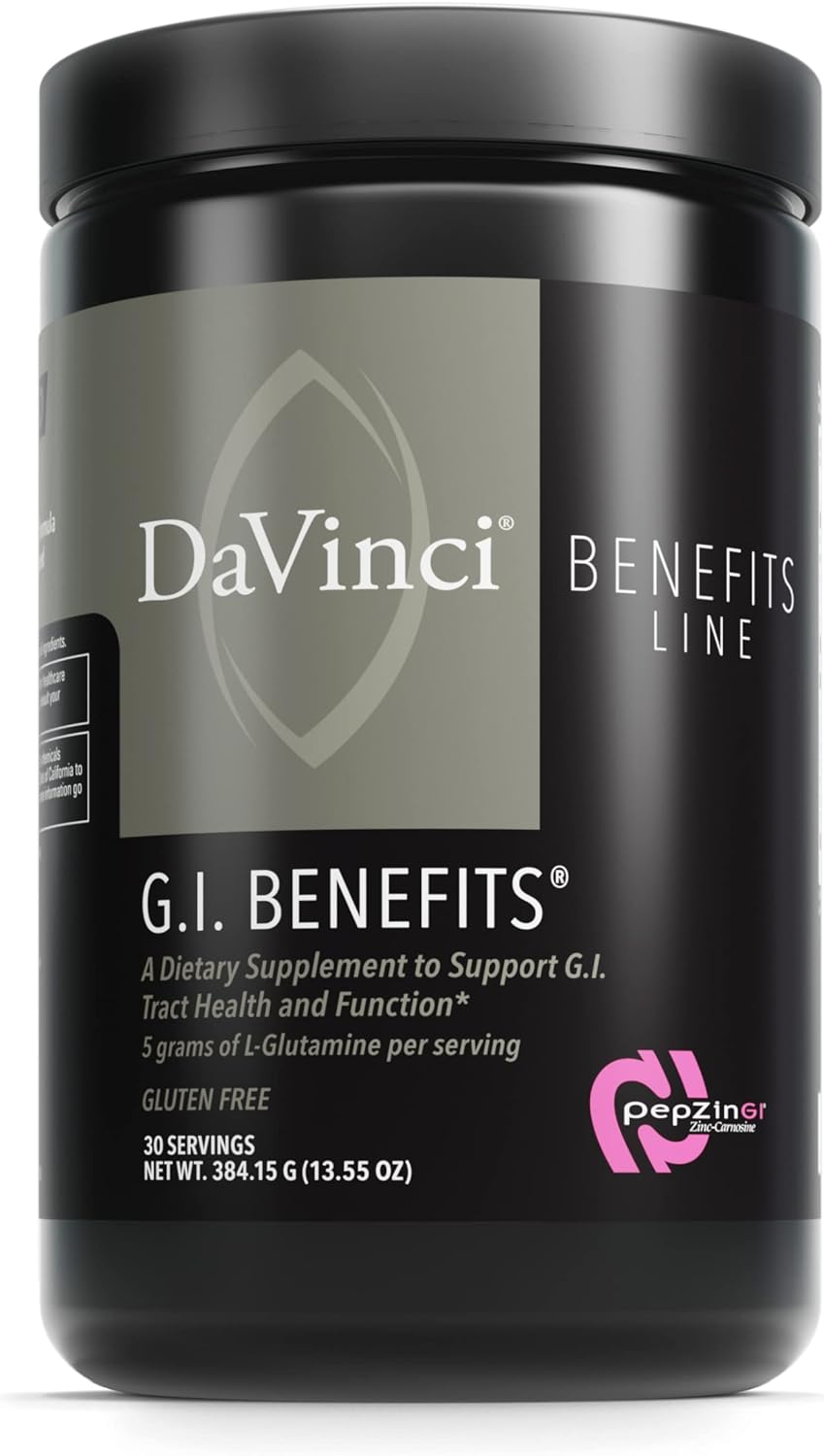 DAVINCI Labs GI Benefits - Digestive & Gut Health Supplement Powder with Zinc, L-Glutamine & More - Helps Support Immune System* - 30 Servings (13.55 oz)
