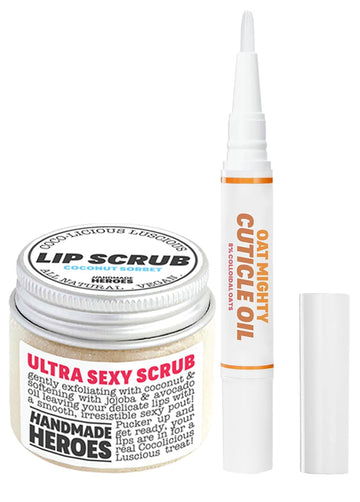 Save 20% - Handmade Heroes Lip Scrub and Cuticle Oil Pen Bundle
