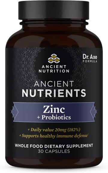 Probiotics And Zinc Supplement By Ancient Nutrition, Supports Healthy Immune System And Gut Health, Made Without Gmos, Superfoods Supplement, Paleo And Keto Friendly, 30 Count