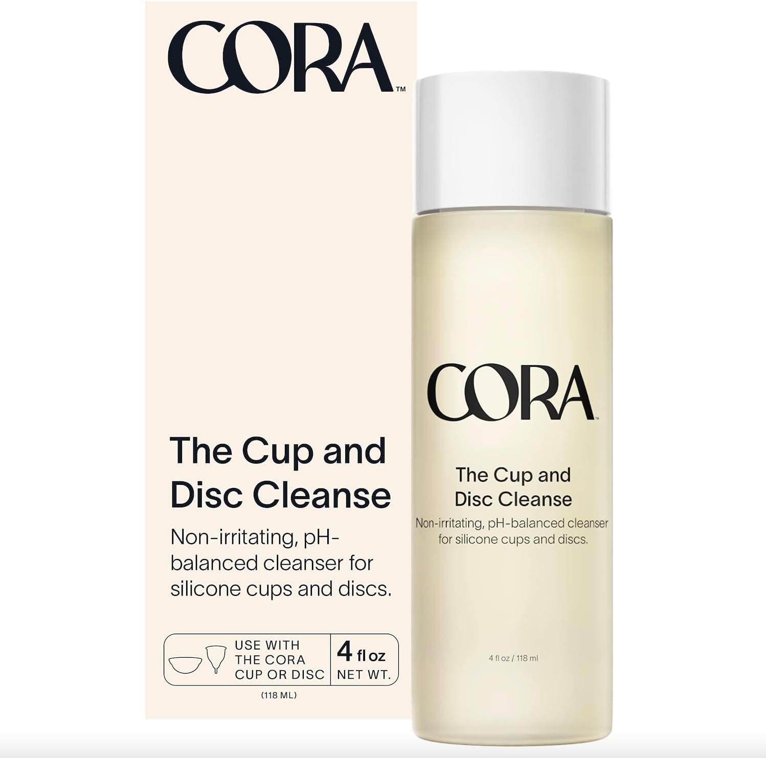 Cora Menstrual Cup And Disc Cleanse With Natural Stain-Fighting Ingredients | Ph Balanced Without Dyes, Fragrances, Drying Sulfates Or Parabens