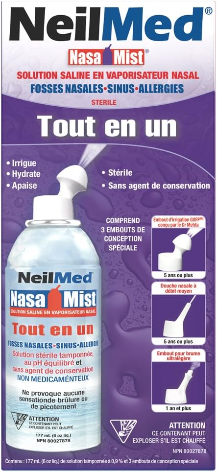 WUGOYU Neil Med NASA Mist Multi Purpose Saline Spray All in One, 6.0 Ounces Unit