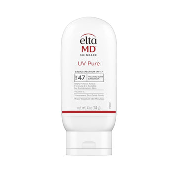 Eltamd Uv Pure Face And Body Sunscreen, Spf 47 Mineral Sunscreen For Kids And Adults, Water Resistant Up To 80 Minutes, Oil Free Zinc Oxide Formula