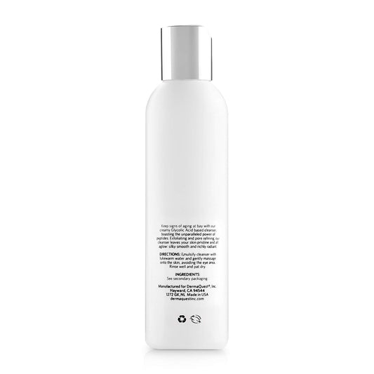 Dermaquest Peptide Vitality Peptide Creamy Glyco Cleanser - 15% Glycolic Acid Exfoliating Face Wash Pore Cleanser - Face Cleanser For Women & Men - Remove Fine Lines & Wrinkles (6 Oz)