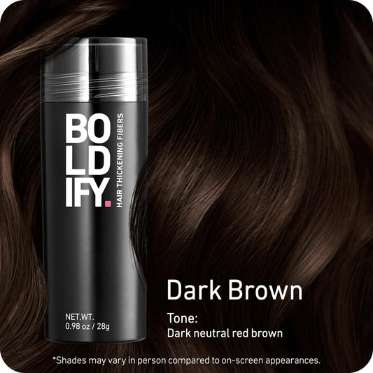 Boldify Hair Fibers (28G) - Fill In Thinning And Fine Hair For An Instantly Fuller, Thicker Look - 14 Shades For Women & Men - Hazel Brown