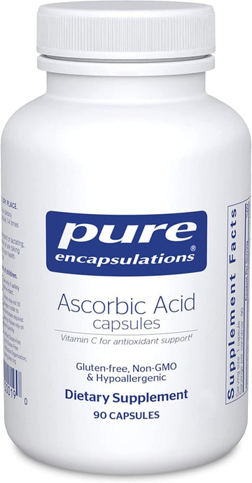 Pure Encapsulations Ascorbic Acid Capsules - 1,000 Mg Vitamin C - Antioxidant & Immune Support* - High-Potency Vitamin C - Vegan & Non-Gmo - 90 Capsules