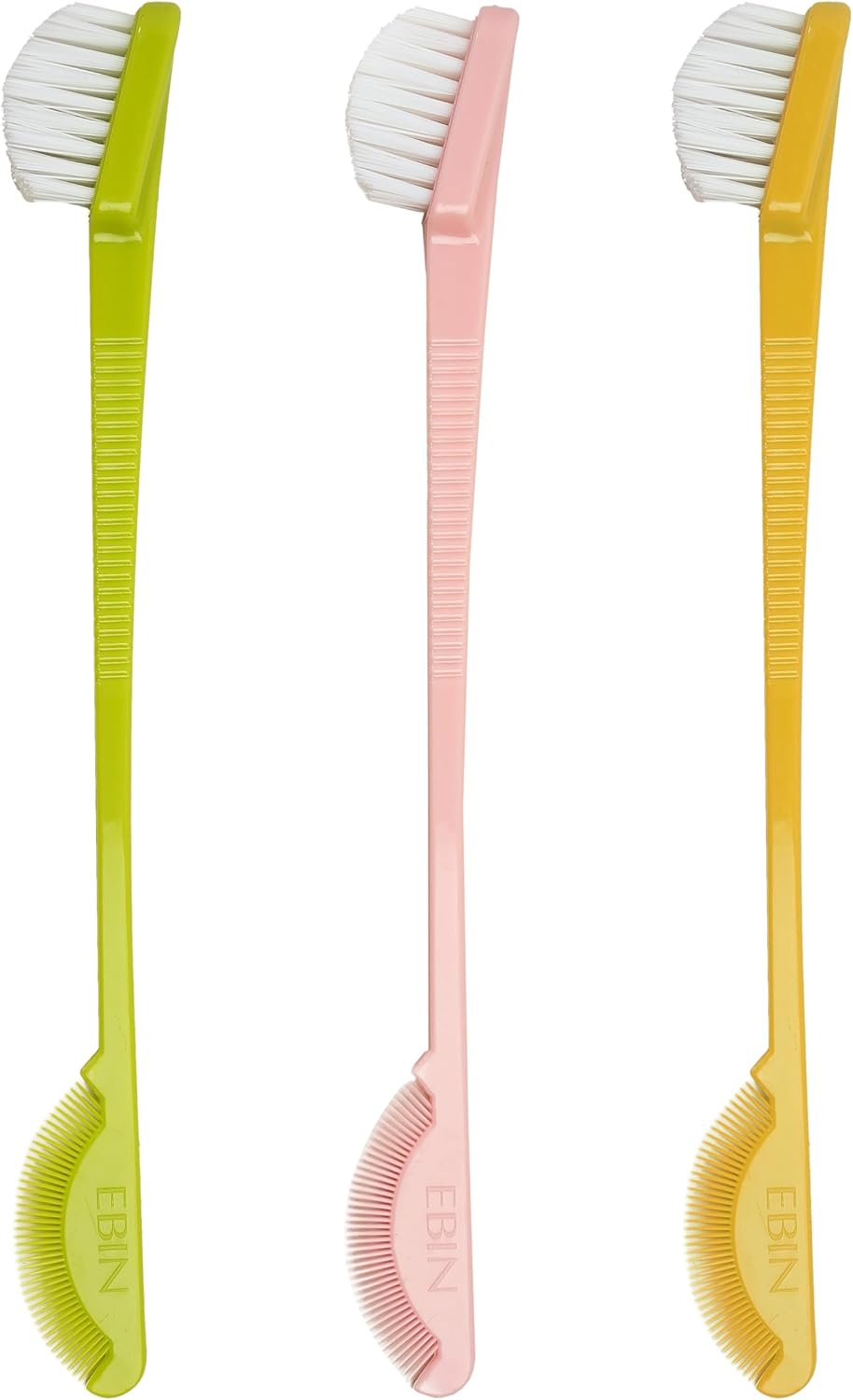 Ebin New York 24 Hour Edge Tamer Brush 2-In-1 Brush & Comb 3Pack – Nylon, Dual-Ended, No Flaking | Regular, Hard, Extreme