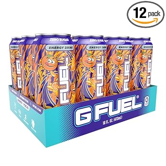 G Fuel Orange Vibe Energy Drink, Sugar Free, Healthy Drinks, Zero Calorie, 300 Mg Caffeine Per Carbonated Can, Orange Creamsicle Flavor, Focus Amino, Vitamin + Antioxidants Blend - 12 Pack