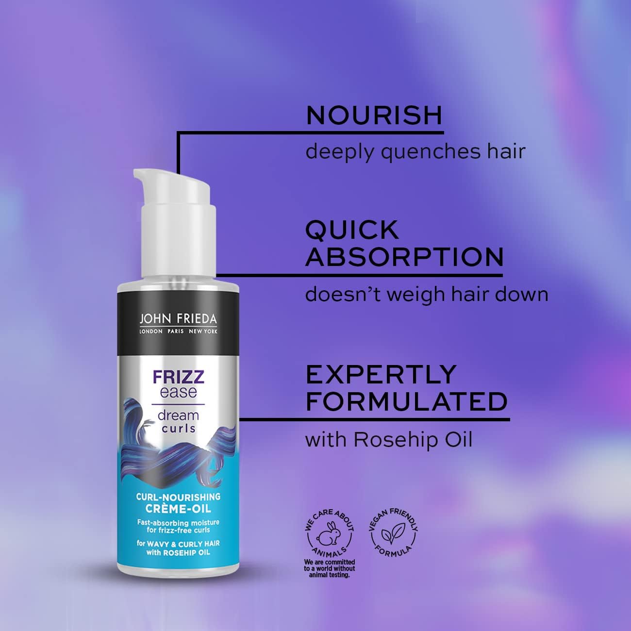 John Frieda Frizz Ease Dream Curls Curl Nourishing Crème Oil 100Ml, Styling Cream For Curly And Wavy Hair, Curl Defining Cream