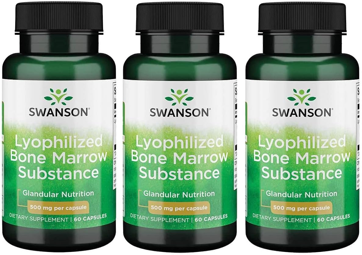 Swanson Raw Lyophilized Bone Marrow Substance 500 Milligrams 60 Capsules (3 Pack)