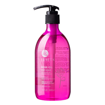 Luseta Rose Oil Body Wash For Dry Skin Women 16.9Oz, Smell Good Hydrating Shower Gel For Nourishing Essential Body Care, Sulfate & Paraben Free Itch, Ringworm, Shower Gel