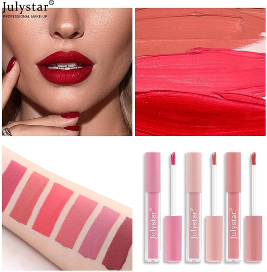 Julystar Matte Lip Glaze, Matte Lipstick, Non-Stick Cup, Non-Fading Lip Gloss, Genuine Makeup (08#)