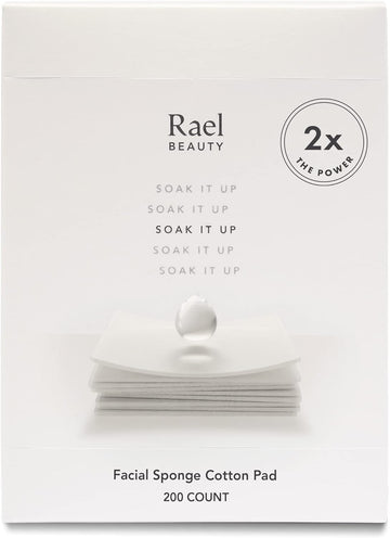 Rael Skin Care, Cotton Pads for Face - Facial Sponge Pads, Square Cotton Pads for Face Toner, Makeup Remover and Facial Cleansing, Lint Free, Soft and Thin, Rayon (200 Count)